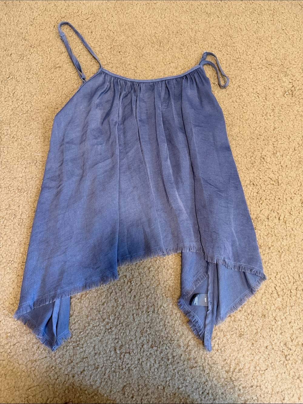 Aerie XS Lightweight Handkerchief Hem Cami in Dusty Blue